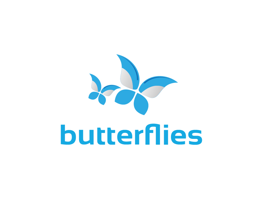 Butterflies Logo – Abstract Butterflies in Blue and Grey